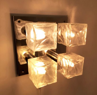 Ice Glass Wall or Ceiling Lamp from Kalmar, 1960s-HPX-696212