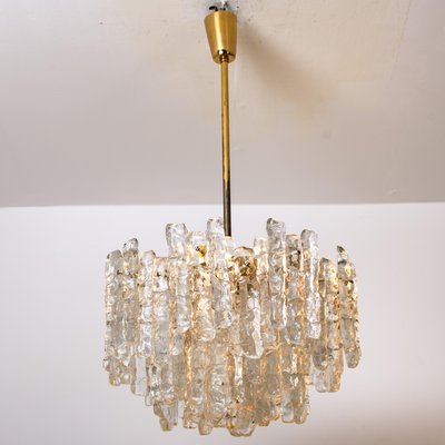 Ice Glass Wall Sconces with Brass Tone by J. T. Kalmar, Austria, Set of 6-VDW-994081