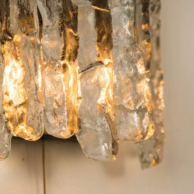 Ice Glass Wall Sconces with Brass Tone by J. T. Kalmar, Austria, Set of 6-VDW-994081