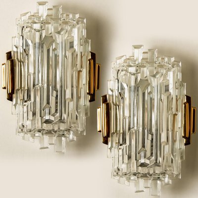 Icicle Glass Wall Sconce Lights, 1960s, Set of 2-VDW-1015930