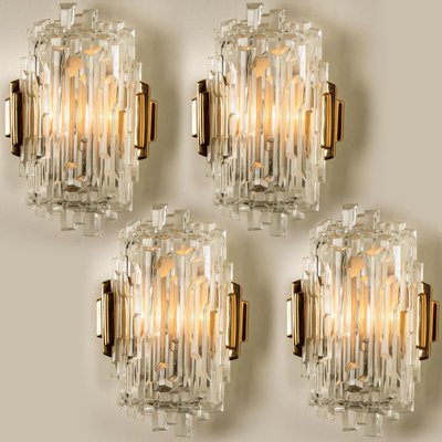 Icicle Glass Wall Sconce Lights, 1960s, Set of 2-VDW-1015930