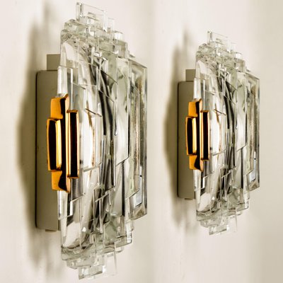 Icicle Glass Wall Sconce Lights, 1960s, Set of 2-VDW-1015930