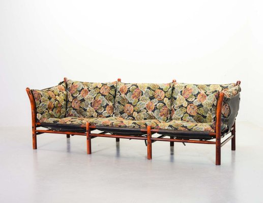 IIona 3-Seater Sofa in Autumn Dessin Fabric & Wood by Arne Norell for Arne Norell AB, 1960s-IXC-810301