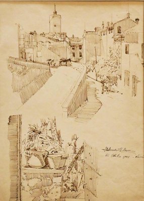 Ildebrando Urbani, Nemi, Ink Drawing by Ildebrando Urbani, Early 20th Century-ZCI-841142