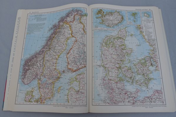 Illuminated Glass Globe with Semi-Gimbal Suspension & Large Atlas in Drawer from Columbus Oestergaard, 1960s-VRE-850146