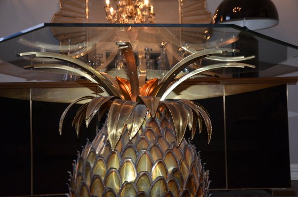 Illuminated Glass Pineapple Dining Table from Maison Jansen, 1970s-QVR-556443