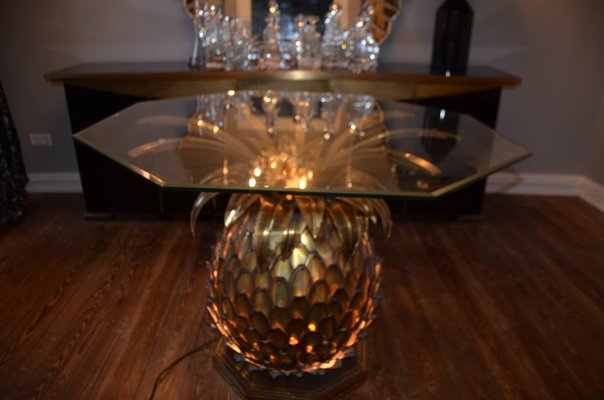 Illuminated Glass Pineapple Dining Table from Maison Jansen, 1970s-QVR-556443