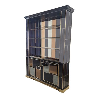 Illuminated Mirrored Glass Bookcase, 1980s-BEW-1824555