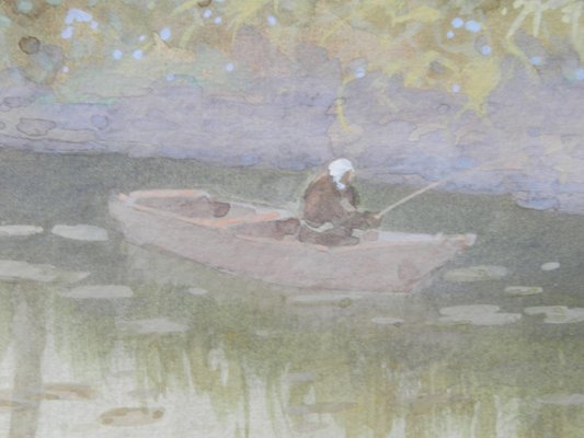 Impressionist Artist, Lakeside Evening, 1920s, Watercolor-ARU-1392548