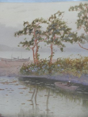 Impressionist Artist, Lakeside Evening, 1920s, Watercolor-ARU-1392548