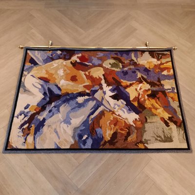 Impressionist Handmade Horse Racing Rug, 2000s-SJU-1216106