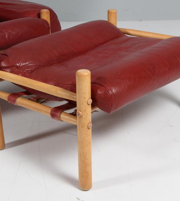 Inca Lounge Chair with Ottoman in Original Leather by Arne Norell, 1970s, Set of 2-HJB-1732337