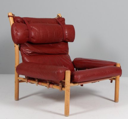 Inca Lounge Chair with Ottoman in Original Leather by Arne Norell, 1970s, Set of 2-HJB-1732337