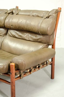 Inca Safari 2-Seater Lounge Sofa in Rosewood and Leather by Arne Norell for AB Aneby Möbler, Sweden, 1960s-IXC-1864115