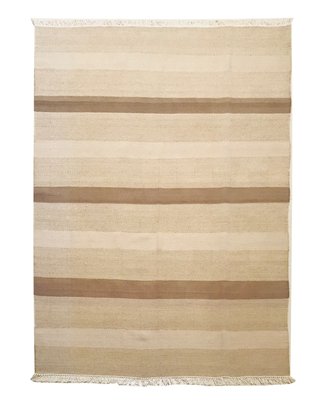 Indian Beige and Brown Wool Kilim Rug, 1974-NOU-547668