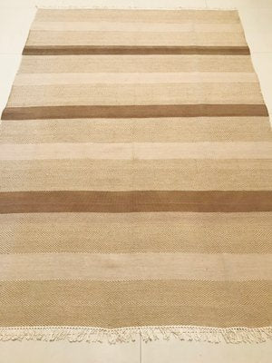 Indian Beige and Brown Wool Kilim Rug, 1974-NOU-547668