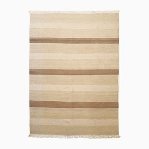 Indian Beige and Brown Wool Kilim Rug, 1974-NOU-547668