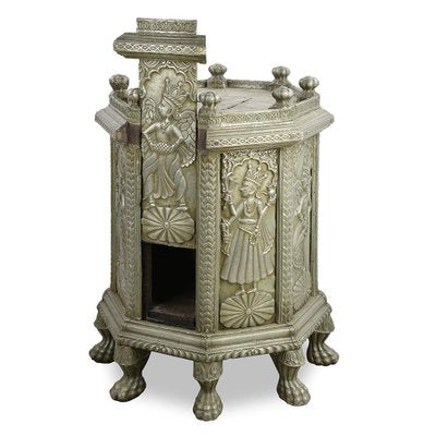 Indian Offering Cabinet in Wood and Brass-NQ-1790104