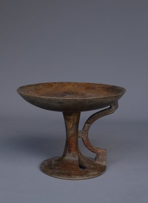 Indian Wood Footed Bowl with Handle, 1950s-MB-1408692