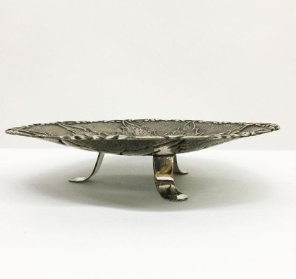 Indonesian Silver Yogya 3-Legged Bowl with Floral Pattern-UCH-1224944