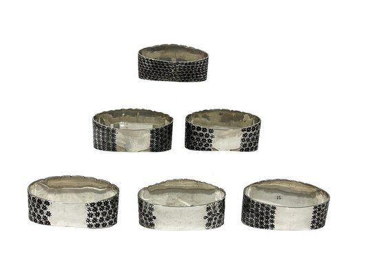 Indonesian Silver Yogya Napkin Rings, 1930s, Set of 6-UCH-1738332