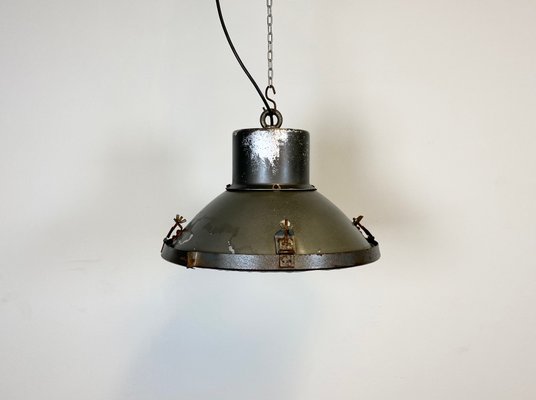 Industrial Aluminum & Glass Ceiling Lamp, 1960s-CGF-847143