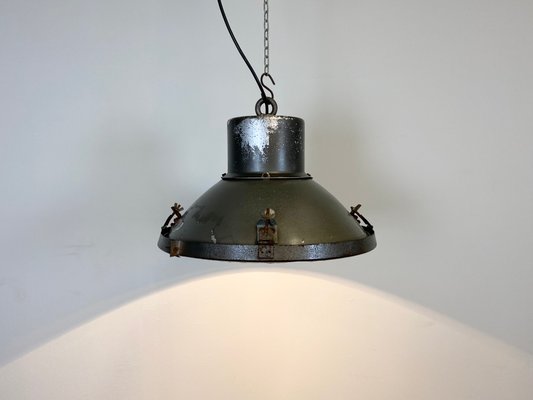 Industrial Aluminum & Glass Ceiling Lamp, 1960s-CGF-847143