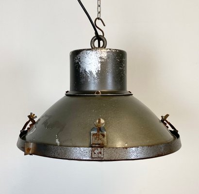 Industrial Aluminum & Glass Ceiling Lamp, 1960s-CGF-847143