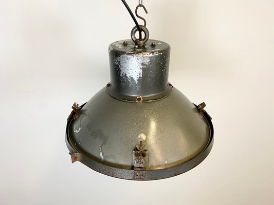 Industrial Aluminum & Glass Ceiling Lamp, 1960s-CGF-847143