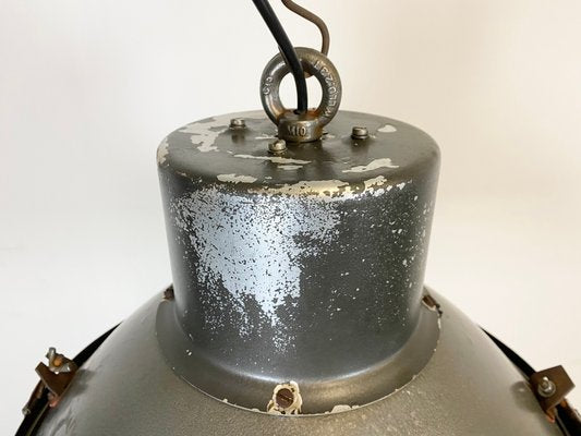 Industrial Aluminum & Glass Ceiling Lamp, 1960s-CGF-847143