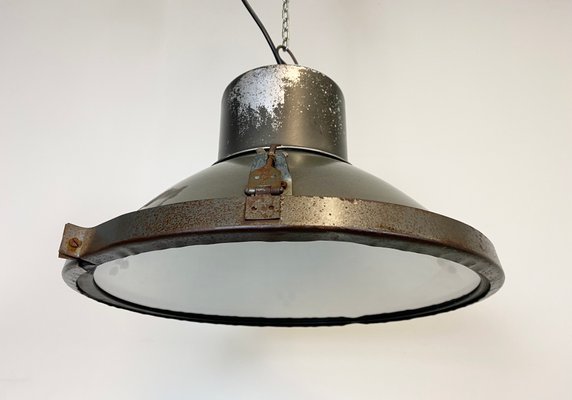 Industrial Aluminum & Glass Ceiling Lamp, 1960s-CGF-847143