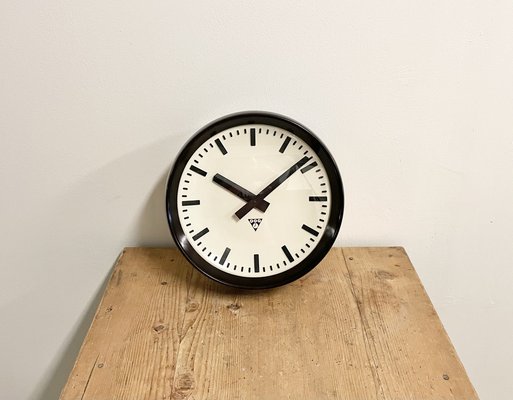 Industrial Bakelite Factory Wall Clock from Pragotron, 1960s-CGF-986326