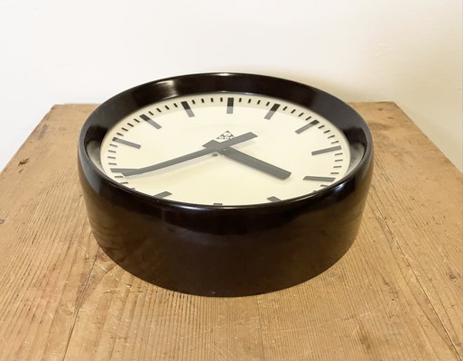 Industrial Bakelite Factory Wall Clock from Pragotron, 1960s-CGF-986326