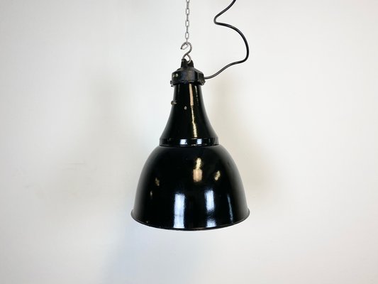 Industrial Bauhaus Black Enamel Pendant Lamp, 1930s-CGF-867555