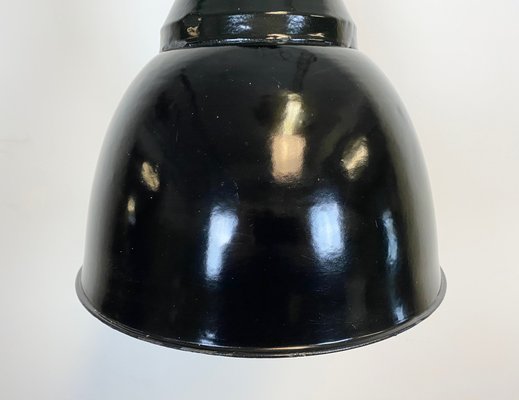 Industrial Bauhaus Black Enamel Pendant Lamp, 1930s-CGF-867555