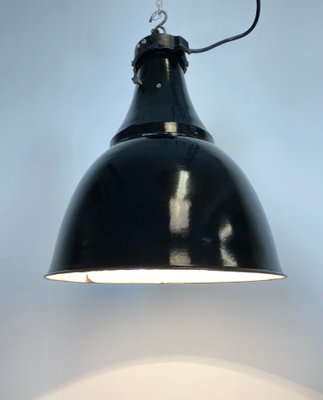 Industrial Bauhaus Black Enamel Pendant Lamp, 1930s-CGF-867555