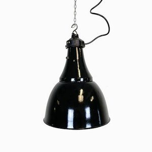 Industrial Bauhaus Black Enamel Pendant Lamp, 1930s-CGF-867555