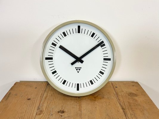 Industrial Beige Bakelite Wall Clock from Pragotron, 1970s-CGF-1057199