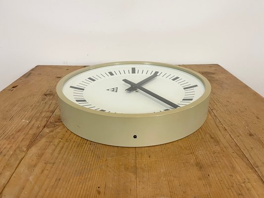 Industrial Beige Bakelite Wall Clock from Pragotron, 1970s-CGF-1057199