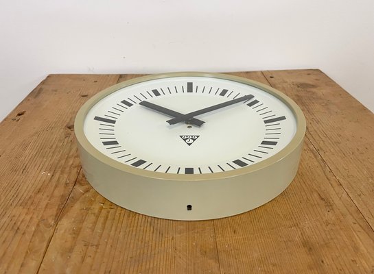 Industrial Beige Bakelite Wall Clock from Pragotron, 1970s-CGF-1057199