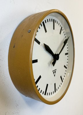 Industrial Beige Factory Wall Clock from Pragotron, 1960s-CGF-1767448