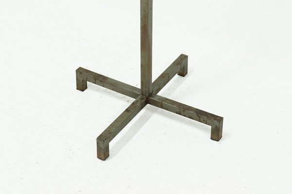 Industrial Belgian Steel & Teak Free Standing Coat Rack, 1950s-VV-1295027