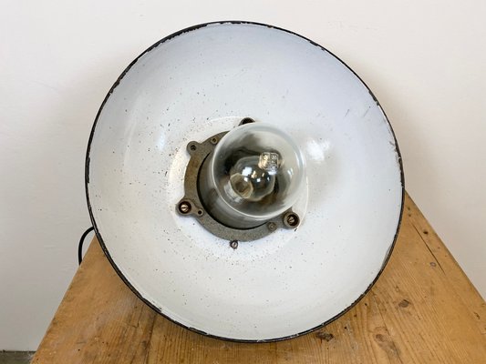 Industrial Black Enamel and Cast Iron Pendant Lamp, 1960s-CGF-868670