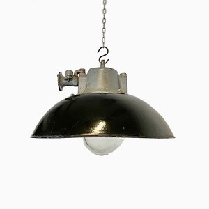 Industrial Black Enamel and Cast Iron Pendant Lamp, 1960s-CGF-868670