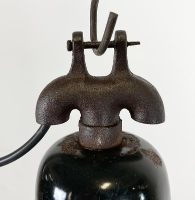 Industrial Black Enamel Factory Ceiling Lamp with Cast Iron Top, 1950s-CGF-1373673