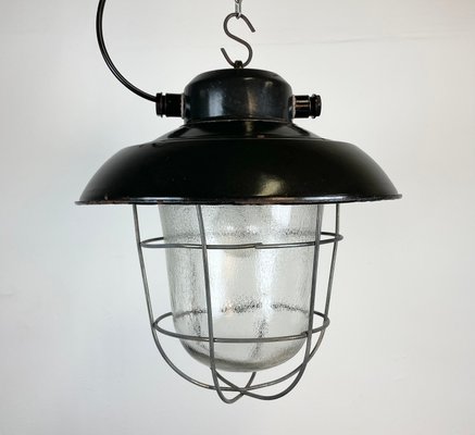 Industrial Black Enamel Factory Hanging Lamp from Elektrosvit, 1960s-CGF-1268345