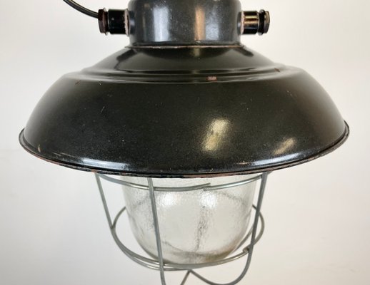 Industrial Black Enamel Factory Hanging Lamp from Elektrosvit, 1960s-CGF-1268345