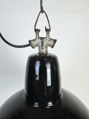 Industrial Black Enamel Factory Lamp with Cast Iron Top, 1950s-CGF-2043734