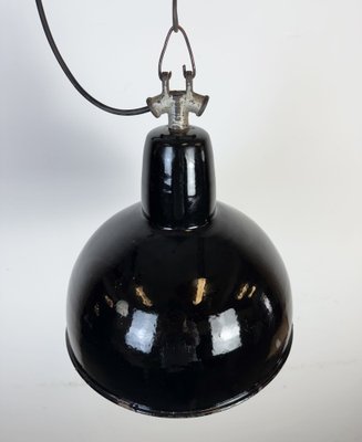 Industrial Black Enamel Factory Lamp with Cast Iron Top, 1950s-CGF-2043734