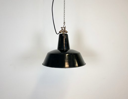 Industrial Black Enamel Factory Pendant Lamp, 1930s-CGF-873754